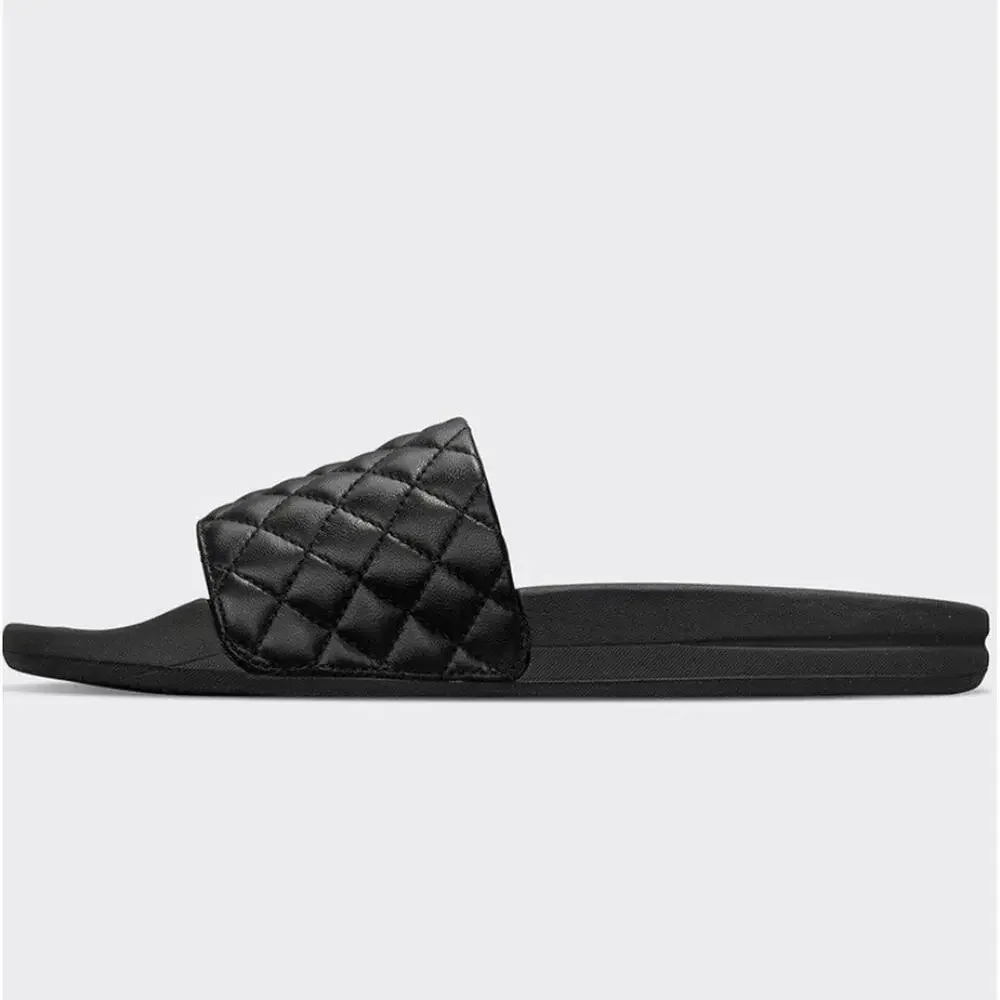 APL Size 5 Slides Black Quilted Nappa Leather NEW Athletic Propulsion Lab‎ $199